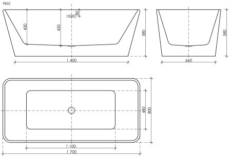 Акриловая ванна (170x80)Sancos  Dama FB05